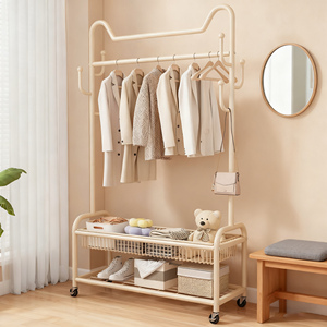 Porte-manteau métallique simple et abordable sur pied, déplaçable, multifonctionnel - Product Image 6