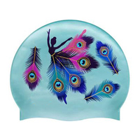 Nouveauté en gros : Bonnet de bain élastique en silicone coloré pour enfants, motif dessin animé, idéal pour la plage et la plongée