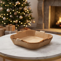 Papier de cuisson carré pour friteuse à air, résistant aux hautes températures et anti-fuite, papier sulfurisé en silicone double face 50-200 pièces, avec option OEM
