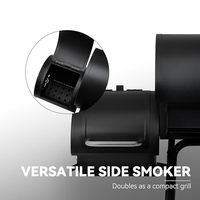 Barbecue au charbon de bois ATLAS avec brûleur latéral et 4 brûleurs en acier inoxydable chromé, facile à nettoyer et portable