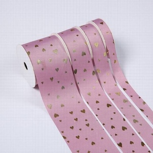 Campione Gratuito <span class=keywords><strong>Nastro</strong></span> Grosgrain da 1 Pollice (25mm) per San Valentino, con Cuori e Stampa Personalizzata in Lamina d'Oro, Design Esclusivo - Product Image 3