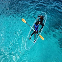 Kayak à pédales transparent de haute qualité, nouveau design, épaisseur du matériau PC de 6,2 mm, cadre en aluminium, longueur >4 m, pagaies incluses