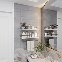 Ensemble d'étagères flottantes de style vintage, 2 étagères murales, porte-serviettes robuste, étagères de rangement pour épices de cuisine et salle de bain