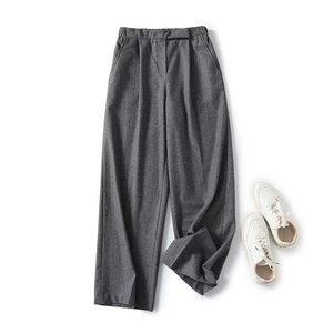 SHENZHU Women 2024 Autumn New Fashion Straight Plate <strong>Wool</strong> <strong>Pants</strong> Vintage High Waist Zipper Fly Female Ankle Trousers - Product Image 1
