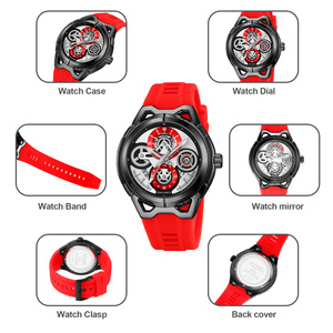 Men's round chronograph watch Luxury silicone watch strap 30M waterproof quartz watch Wholesale watches - Product Image 2