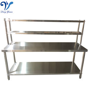 Table <span class=keywords><strong>de</strong></span> travail à 2 niveaux sur mesure, table <span class=keywords><strong>de</strong></span> préparation <span class=keywords><strong>de</strong></span> salades <span class=keywords><strong>de</strong></span> restaurant commerciale, <span class=keywords><strong>coin</strong></span> droit, table <span class=keywords><strong>de</strong></span> <span class=keywords><strong>cuisine</strong></span> à double couche en acier inoxydable - Product Image 4