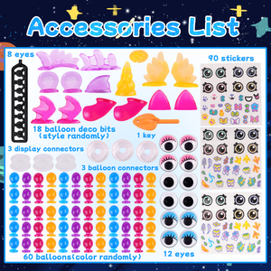 Kit de ballons magiques spatiaux DIY, ballons décorés d'autocollants, jouet pour enfants, ballons collants DIY, pompe à air pour fusée avec monstre de ballon - Product Image 6