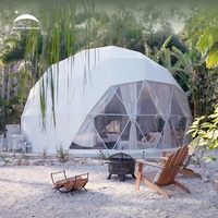 Camping de luxe extérieur étanche PVC tente dôme géodésique ronde avec salle de bain pour centre de villégiature