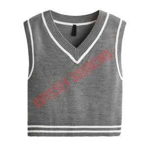 Gilet en tricot pour femme au toucher doux, broderie, écologique, respirant, élégant, superposition, printemps, automne, hiver doux, coton, col en V - Product Image 4