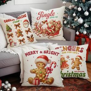 Dessin animé noël pain d'épice homme taie d'oreiller père noël taie d'oreiller noël renne housse de coussin DYM385 - Product Image 2