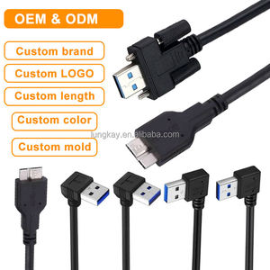 Cable de Carga Micro USB LUNG KAY de 1M 2M, Alta Velocidad 5Gbps, Micro B a USB 3.0 Macho # Cable Industrial de Datos 4-40 con Tornillos de Bloqueo - Product Image 3