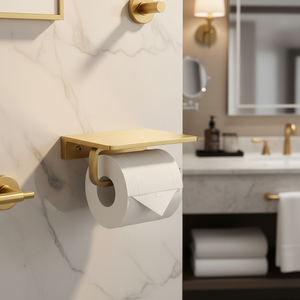 Portarrollos de Papel Higiénico de Latón Moderno con Repisa para <span class=keywords><strong>Teléfono</strong></span>, para Accesorios de Baño, OEM ODM - Product Image 2