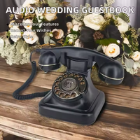 Téléphone filaire antique Vintage Retro Audio HD Voice Capture pour mariage, anniversaire, noël, événements et livre d'or Clavier rotatif