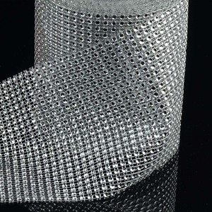 Bánh Cưới Trang Trí Bling Bling Lõm Giả Diamante Strass Ruban, Bạc Kim Cương Băng 4.65 inchesx10 Yards - Product Image 3