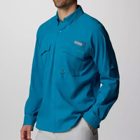 Camisa de pesca Attire Spf50 sublimada Pearl Snap de manga larga, ligera, de poliéster, con botones, para pescador, OEM.