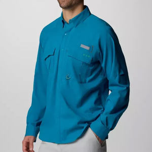 Chemise de pêche à manches longues Attire Spf50 Sublimated Pearl Snap, légère, en polyester, avec boutons, pour pêcheur, OEM. - Product Image 3