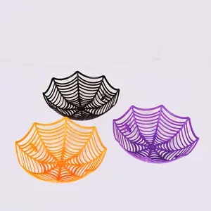 halloween basket Spider Web Candy Bowl Plastic Candy Fruit Container decorations for events party supplies