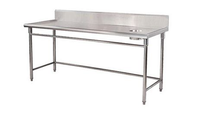 Table de travail en acier inoxydable pour le nettoyage et la transformation du poisson, table de travail pour la viande avec trou de vidange, grand MOQ, grossiste, revendeur