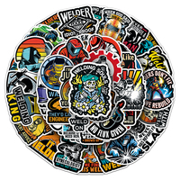 50 Pezzi Adesivi Personalizzati con Tema Saldatura, Citazioni Graffiti per Decorazione Moto e Cassetta degli Attrezzi