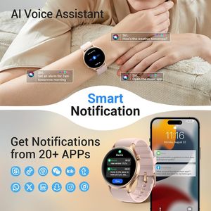 Montre connectée <span class=keywords><strong>Fitpolo</strong></span> pour femmes, écran tactile AMOLED 1,3 pouces, tracker d'activité physique, compatible iOS/Android, possibilité de passer/recevoir des appels, moniteur de fréquence cardiaque/SpO2, 3ATM - Product Image 5