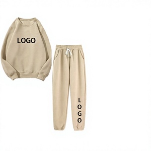ชุดวอร์มลำลองแบบ unisex ผ้าเทอร์รี่ แขนยาว คอกลม กางเกงมีเชือกผูก ลายพิมพ์ตัวอักษร ทรงหลวม ใส่ได้ในฤดูใบไม้ร่วง - Product Image 1