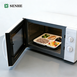 Vente en gros d'usine, barquettes alimentaires jetables réutilisables et résistantes, compostables, à 5 compartiments, en bagasse, assiettes en papier de canne à sucre pour les fêtes - Product Image 2