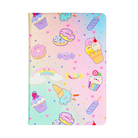 Carnet de notes A5 personnalisé avec impression, couverture rigide en cuir, pour étudiants, enfants, filles, couverture colorée 3D motif cupcake dessert, 80 g/m²