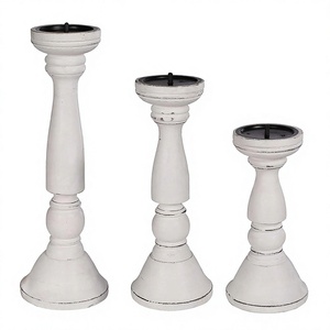 Décoration de chambre : Ensemble de 3 bougeoirs votifs en bois de manguier, style ferme moderne, qualité export, les plus vendus en ligne pour Noël - Product Image 1