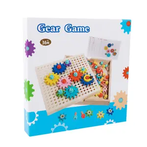 Crianças Early Educacional Rotating Gear Puzzle Board Game Montessori Cor Cognição Montagem De Madeira Parafuso Prego Brinquedos