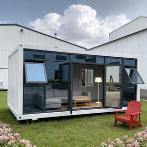 Maison conteneur à façade vitrée à un étage avec fenêtres ouvrables, maison modulaire pour bureaux de jardin et escapades urbaines - Product Image 1