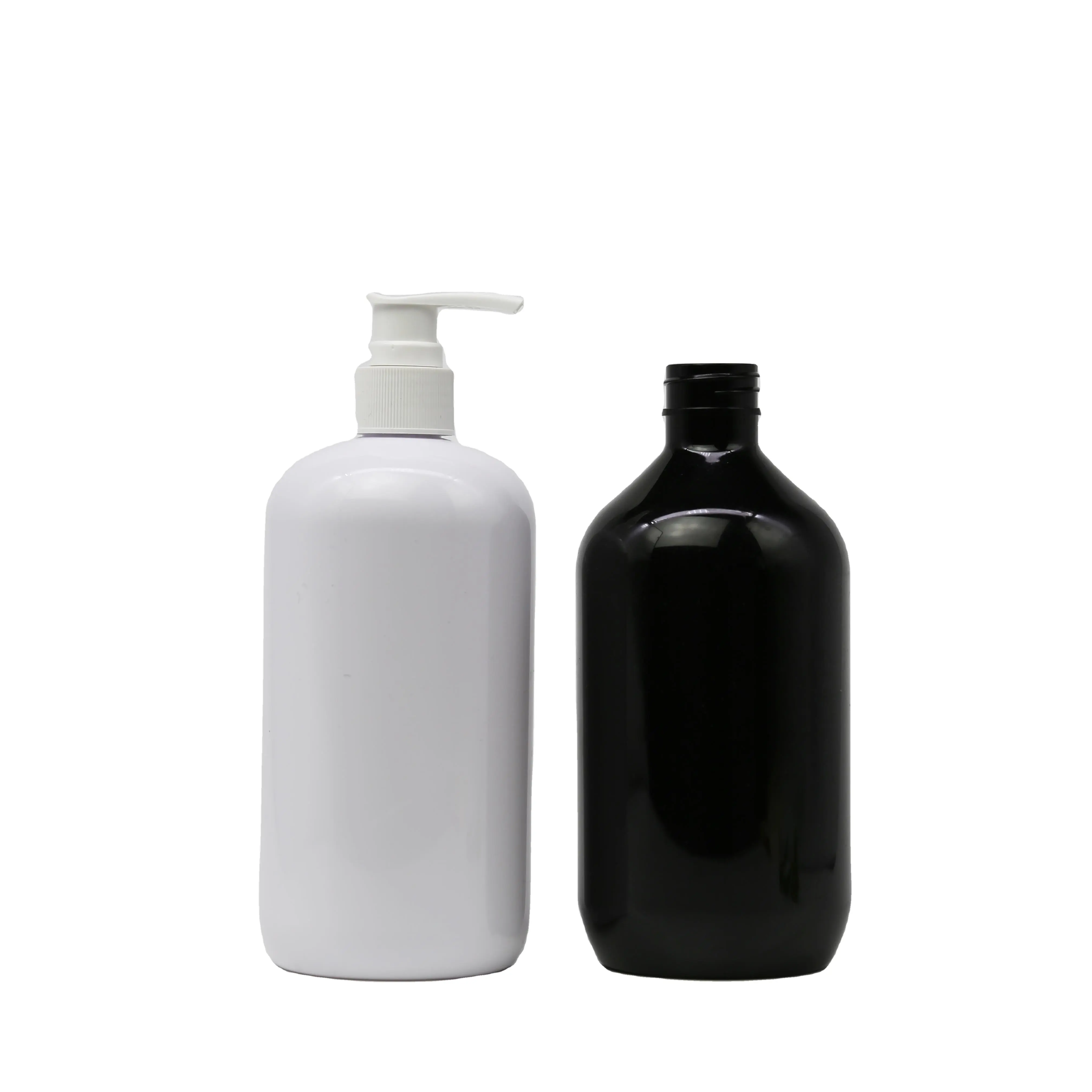 Prezzo di fabbrica 500ml bottiglia di Shampoo spalla rotonda PET bottiglie di lozione nera bottiglia di pompa contenitore cosmetico