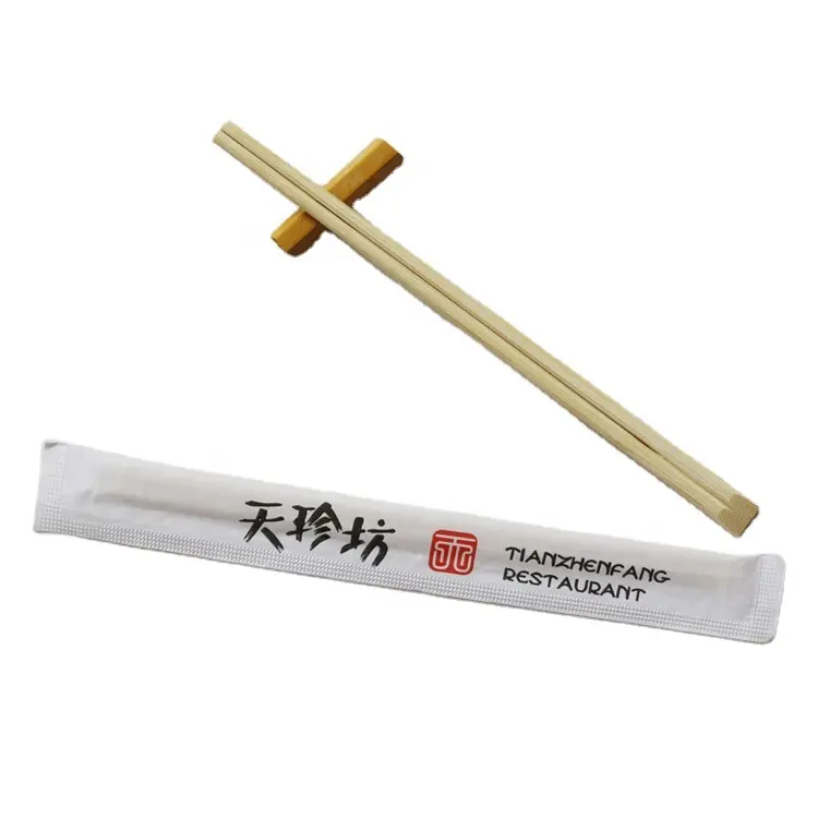 Оптовая продажа, низкая цена, бамбуковые двойные палочки для суши, одноразовые палочки для еды с полной бумажной упаковкой