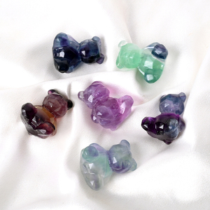 งานฝีมือแกะสลักหินฟลูออไรต์ธรรมชาติรูปหมีสำหรับตกแต่ง - Product Image 2