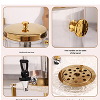 Luxuriöser Goldener Edelstahl 8L Lebensmittelechter Getränkespender mit Deckel und Zapfhahn für Milch, Kaffee, Limonade, Bier, Saft, Party-Servierflasche