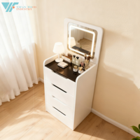 Table de toilette moderne et simple pour chambre à coucher, miroir éclairé, armoire de rangement, table de maquillage multifonctionnelle, panneau de chevet, salon