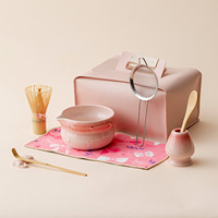 Ensemble de bols à matcha en porcelaine de style japonais, écologique, très vendu à l'international, avec fouet, support à thé et filtre, boîte cadeau personnalisable avec logo