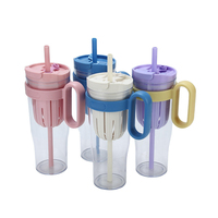 BORGE BPA-Free 40oz Bouteille d'eau réutilisable transparente en plastique avec infuseur à thé, couvercles et pailles pour le camping en plein air