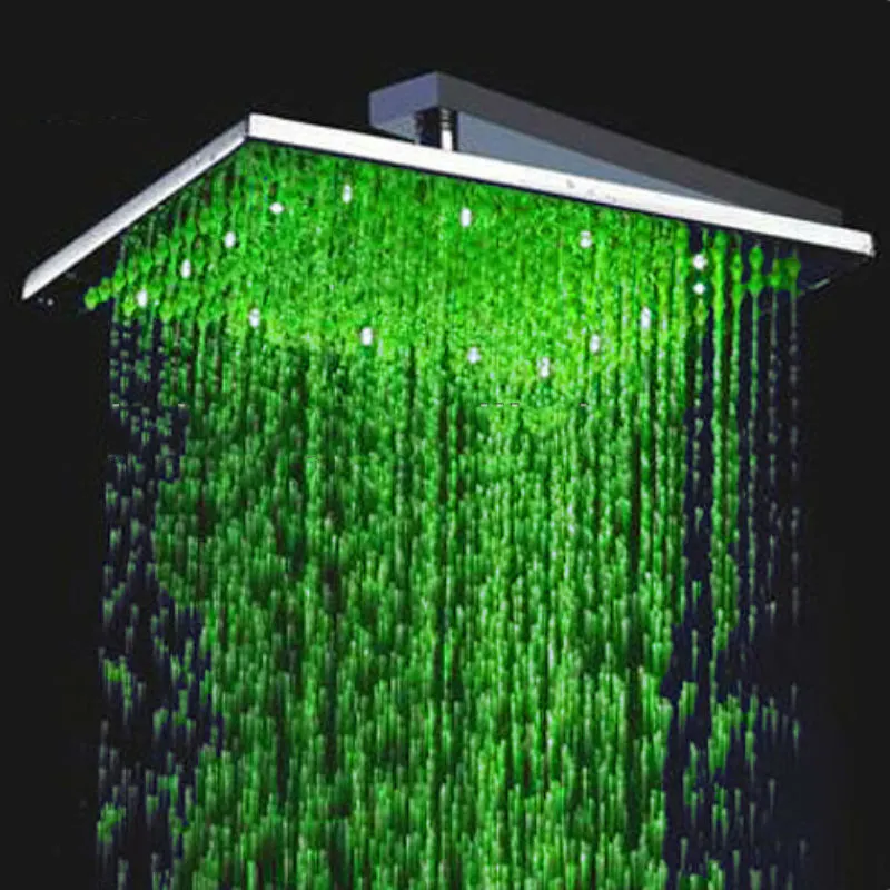 400*400mm Rain shower 16" square water power concealed brushed led light rain shower head