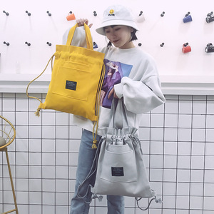 Nuevas Bolsas de Lona de Algodón con Cordón y Logotipo Personalizado para Viajes Escolares, Mochila con Cordón y Bolsillo con Cremallera - Product Image 4