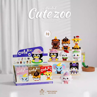 Nuevo Juego de 12 Piezas de Bloques de Construcción de Partículas Pequeñas de ABS con Diseño de Flores y Muñecas de Dibujos Animados, Juguetes Educativos para Niños, Regalos para Fiestas