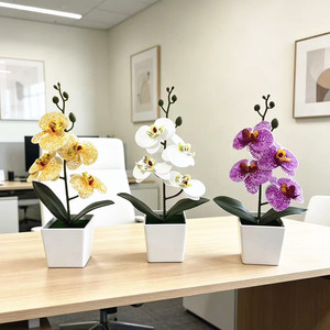 Plante artificielle Paulon Phalaenopsis Orchidée, 30 cm de haut, pot carré, décoration intérieure, maison, bureau, table, verdure - Product Image 1