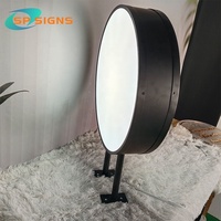 SP personnalisé tenture murale publicité led panneaux conseil extérieur publicité deux côtés rond boîte à lumière pour les entreprises, bar, magasin