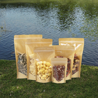 Sacs d'emballage transparents pour en-cas, noix, haricots, plusieurs tailles, classiques, durables, papier kraft d'un côté, fermeture éclair, pochettes debout pour aliments