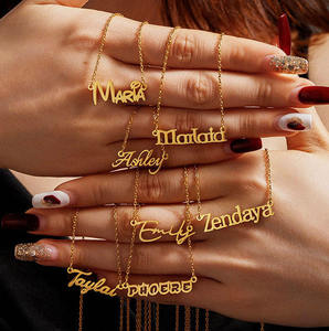 Collar con colgante de acero inoxidable DIY creativo para mujer, de moda, con letras huecas, nueva joyería transfronteriza con nombre personalizado - Product Image 2