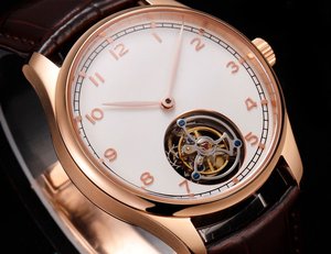 Reloj Cronógrafo Automático Deportivo para Hombre, Esfera Dorada, Detalles para Hombre Maduro, Función de Día y Fecha, Correa de Cuero, Resistente al Agua - Product Image 6