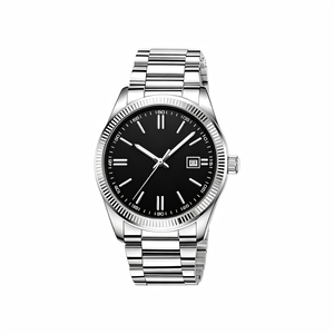 Reloj de Cuarzo para Hombre, Caja de 40 mm, Bisel Estriado, Esfera con Efecto Rayos de Sol, Visualización de Fecha, Correa de Acero Inoxidable, Resistente al Agua, Estilo Casual de Negocios - Product Image 3