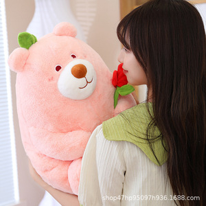 Peluche Fleur Assise Mignonne de 10 Pouces, Poupée en Tissu Fille Dormant sur Lit, Cadeau d'Anniversaire, Ours en Peluche en Coton PP Lavé Anti-Stress - Product Image 4