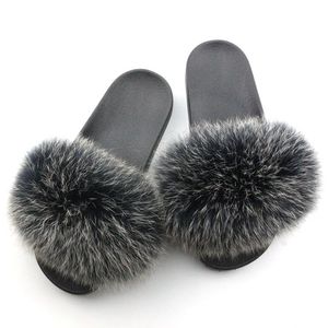 Pantoufles de renard véritable, livraison gratuite, mules en <span class=keywords><strong>fourrure</strong></span> véritable, sandales pour femmes, claquettes - Product Image 2