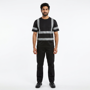 Vente en gros de t-shirts haute visibilité de qualité supérieure, hauts réfléchissants, vêtements de sécurité, couleur noire, services ODM OEM - Product Image 1