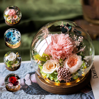 Roses réelles préservées, boule de fleurs immortelles, décoration pour Noël, la Saint-Valentin, fleurs éternelles préservées, idée cadeau en verre